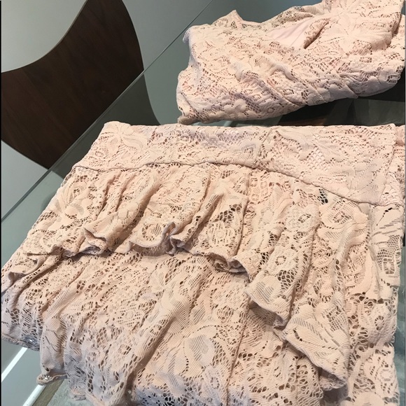LACE PINK TWO PIECE bebe SKIRT/TOP